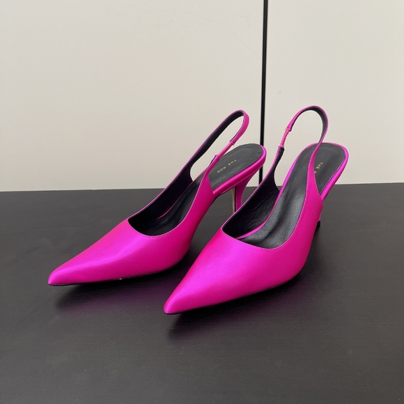The row pink open-back high heels - Picture 3 of 6